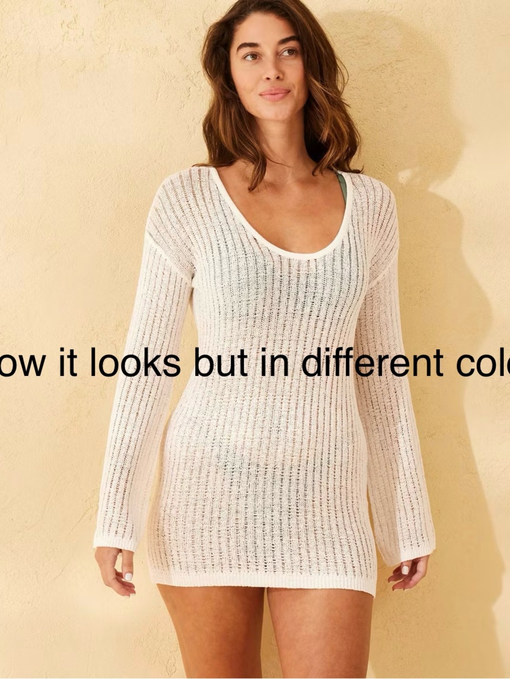 Light blue Sheer Knit Long Sleeve Cover-Up Dress